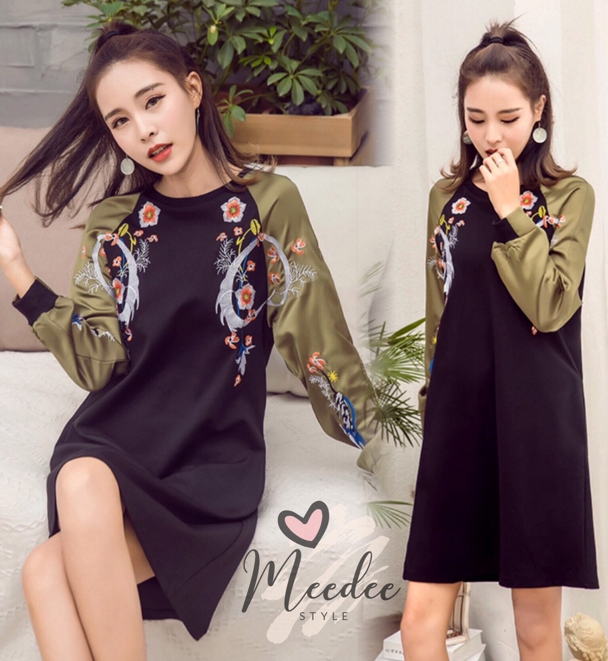 ชุดเดรสเกาหลี พร้อมส่ง เดรสทรงตรง oversize