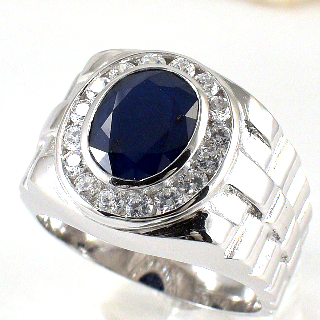 SKJewelryFactory แหวนชายพลอยไพลินแท้ เสริมอำนาจ บารมีและความมั่นคง MR00541-BSA