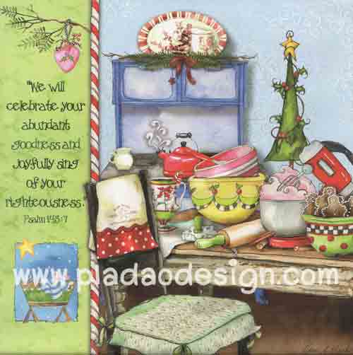 กระดาษอาร์ตพิมพ์ลาย สำหรับทำงาน เดคูพาจ Decoupage แนวภาพ อุปกรณ์เครื่องครัว ทำขนมรับเทศกาลคริสต์มาส สีสวยหวาน (ปลาดาวดีไซน์)