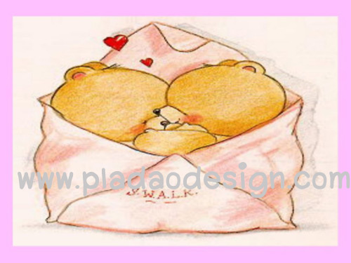 กระดาษสาพิมพ์ลาย สำหรับทำงาน เดคูพาจ Decoupage แนวภาำพ ภาพวาด ภาพแนวการ์ตูน น้องหมี ฮอลล์มาร์ค Hallmarks bear น้องหมี 2 ตัว รักกัน รักกัน นอนกอดกันกลมในซองจดหมายขนาดใหญ่ (ปลาดาวดีไซน์)