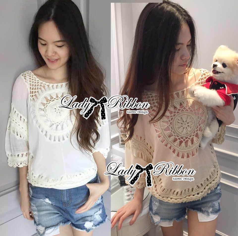 พร้อมส่ง เสื้อตกแต่งโครเชต์สไตล์บีชสุดเซ็กซี่
