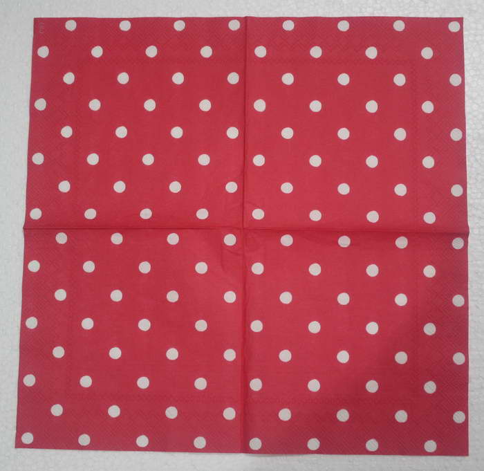 แนวภาพ Cath Kidston Polka Dot ลายจุด พื้นแดงวินเทจ เป็นภาพเต็มแผ่น กระดาษแนพกิ้นสำหรับทำงาน เดคูพาจ Decoupage Paper Napkins ขนาด 33X33cm