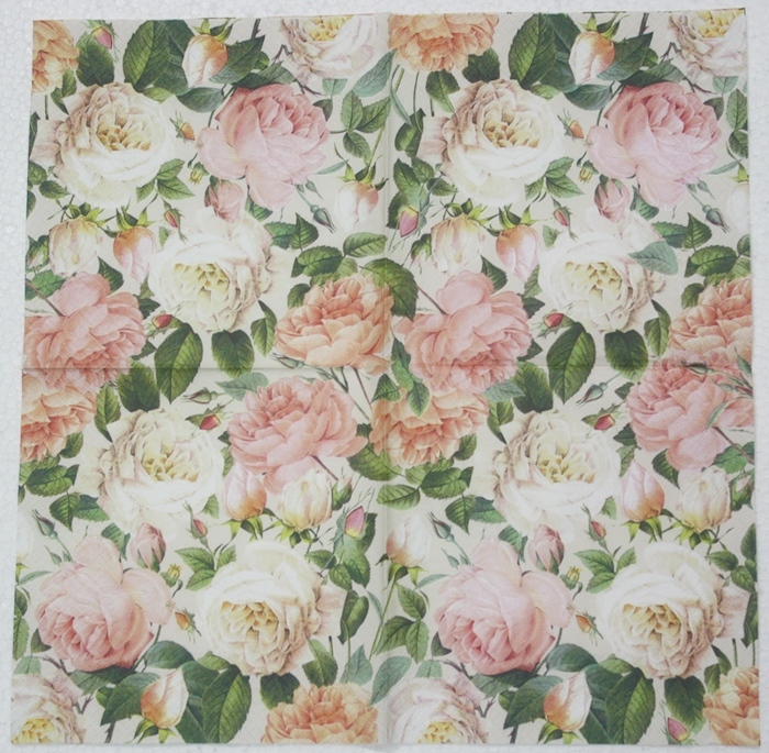 แนวภาพอาหาร กุหลาบ คลาสสิค กระดาษแนพคินสำหรับทำงาน เดคูพาจ Decoupage Paper Napkins เป็นภาพกระจายเต็มแผ่น ขนาด 25X25 ซม