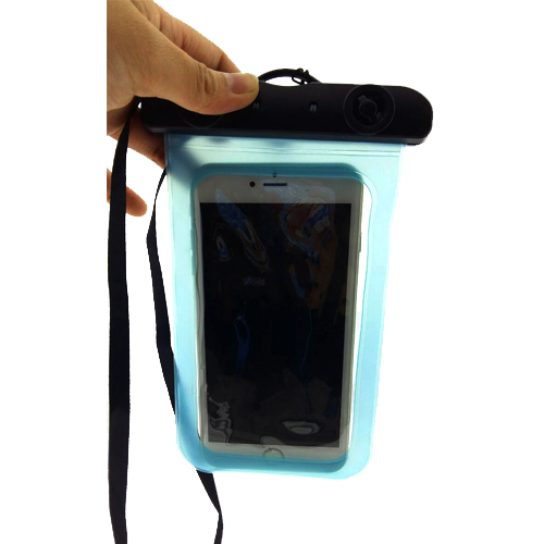 ซองมือถือ กันน้ำ มีสายคล้องคอ มีที่ล็อกปิดแน่น น้ำไม่เข้า สีฟ้า