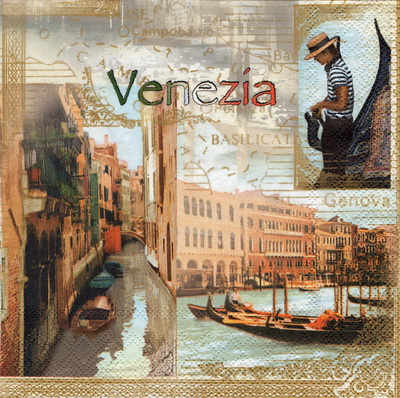 แนวภาพ Landmark แนวภาพ ภาพบรรยากาศเมืองเวนิส Venice Venezia ประเทศอิตาลี กระดาษแนพกิ้นสำหรับทำงาน เดคูพาจ Decoupage Paper Napkins เป็นภาพเต็มแผ่น ขนาด 33X33cm