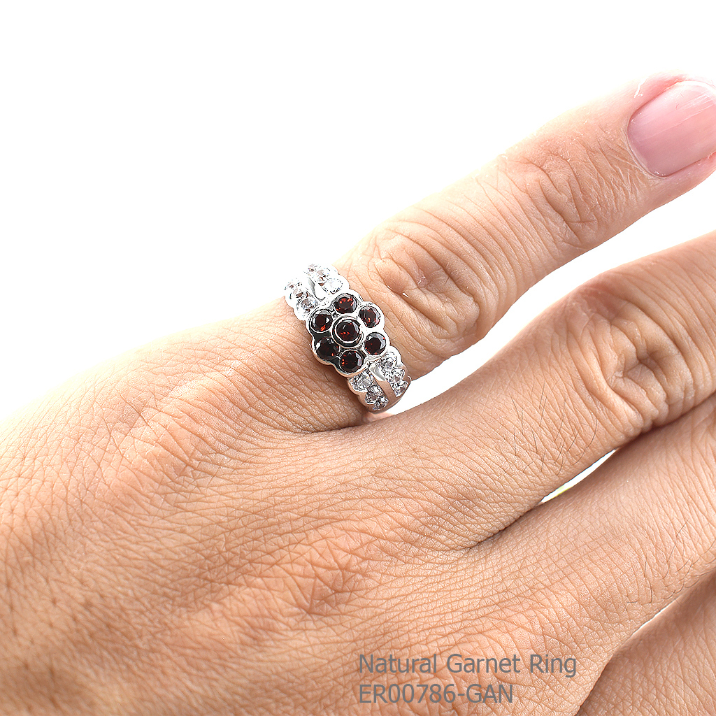 SKJewelryFactory แหวนดอกไม้ พลอยโกเมนแท้ แหวนพลอยโกเมนแท้ ER00786-GAN