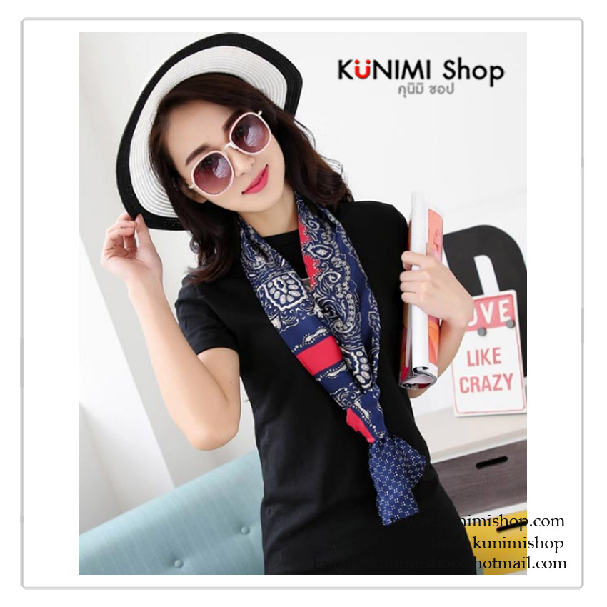 PR044 ผ้าพันคอแฟชั่น ผ้าคลุมไหล ผ้าซาติน พิมพ์ลายสวย น่ารัก งานสวยคะ ขนาด กว้าง 18 ยาว 150 cm.