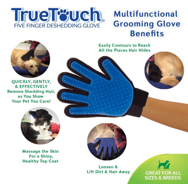TrueTouch ถุงมือเก็บขนสัตว์ ถุงมือแปรงขนสัตว์ ช่วยทำความสะอาด ไม่ให้เส้นขนพันกันจนเป็นปม