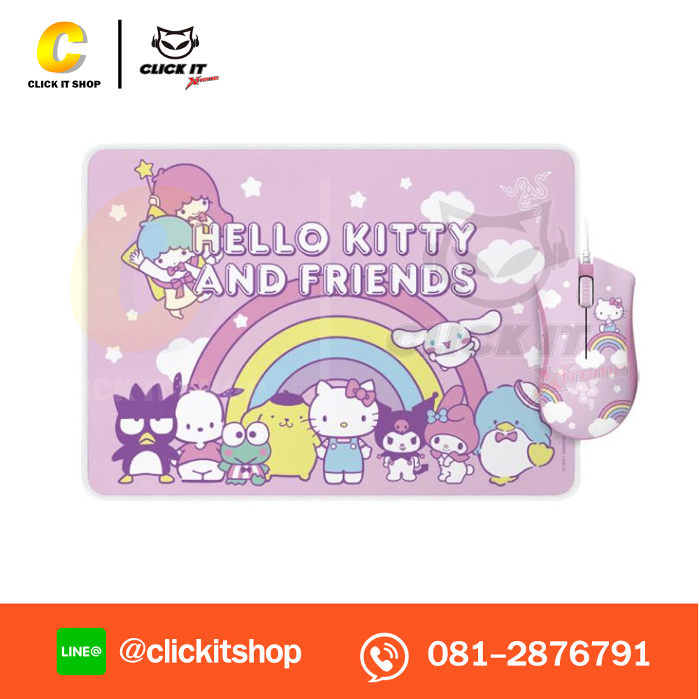MOUSE RAZER DEATHADDER ESSENTIAL + GOLIATHUS MOUSE MAT - BUNDLE HELLO KITTY AND FRIEND EDITION