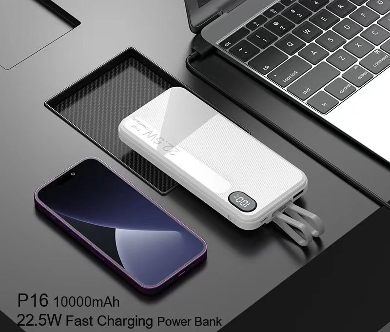OUKU P16 แบตสำรอง 10000mAh ชาร์จเร็ว PD20W power bank fast charge LED Display มีสายชาร์จในตัว
