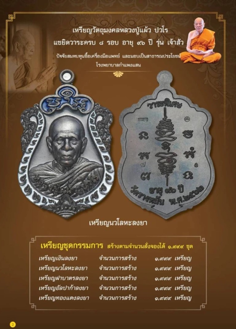 เสมา8รอบ เนื้อนวะลงยา สร้างน้อย หลวงปู่แผ้ว ปวโร วัดรางหมัน