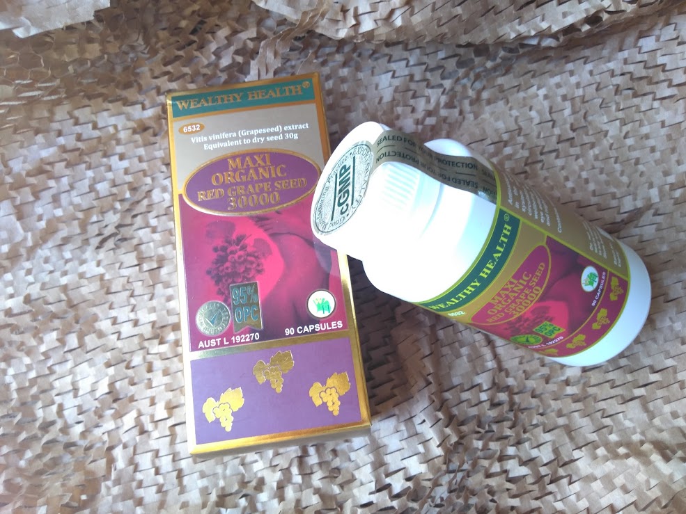 เมล็ดองุ่นสกัดสูตรออแกนิค-Wealthy Health Maxi Organic Red Grape Seed 30000 90 Capsules