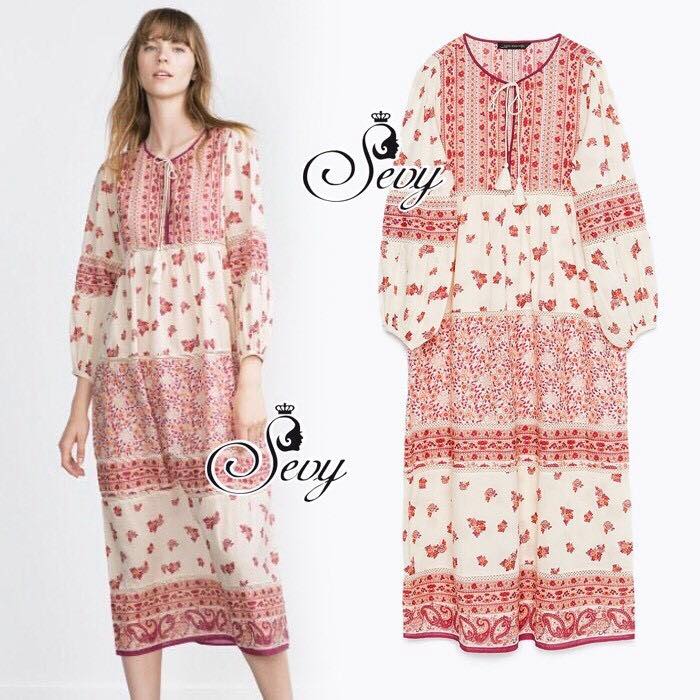พร้อมส่ง เดรสแฟชั่น เดรสยาวเหนือเข่า