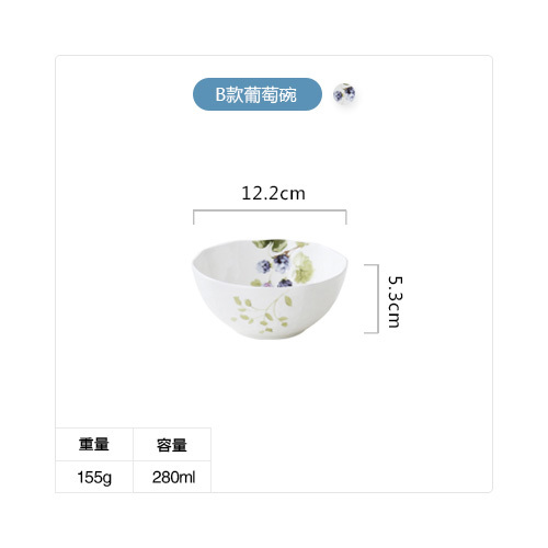 Pre-Order ชามข้าว ถ้วยแกง China Bone ลายดอกไม้ มี 5 สี