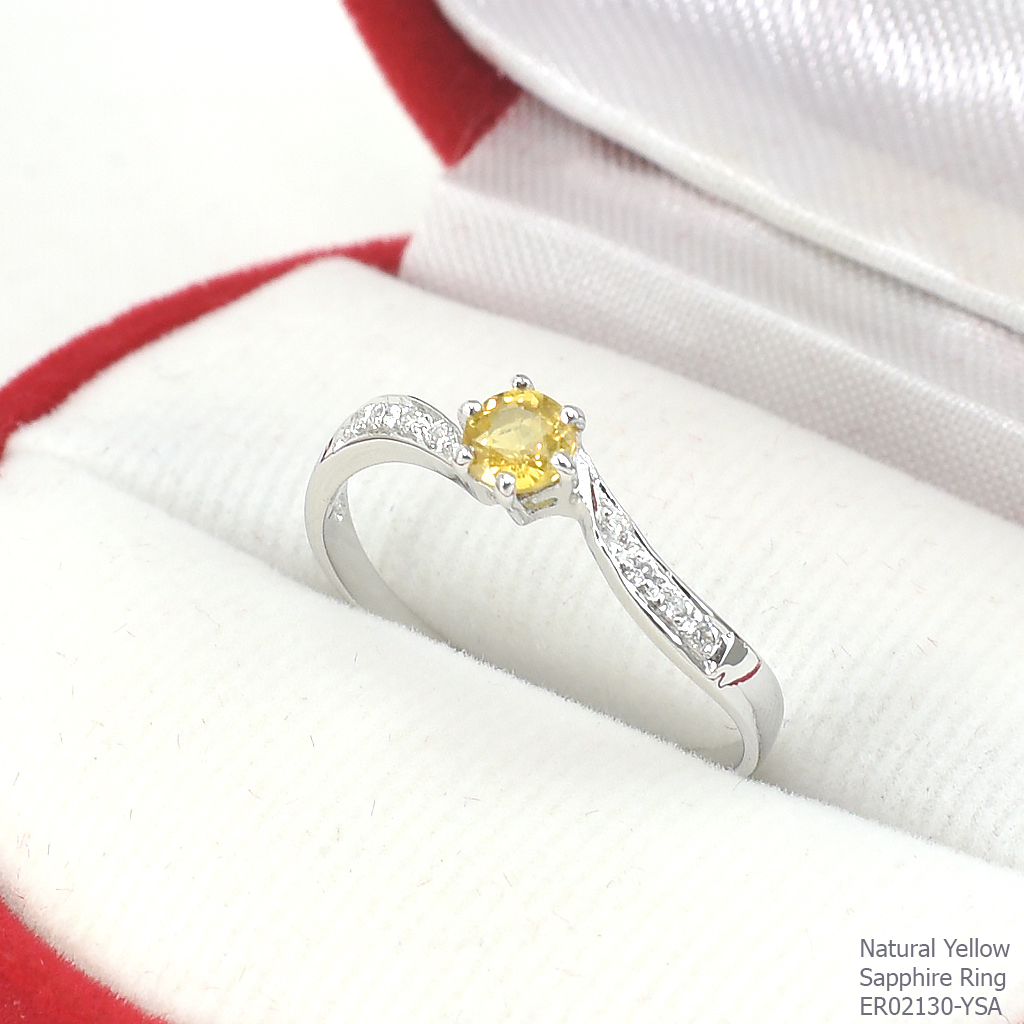 SKJewelryfactory แหวนเงินแท้ ฝังพลอยบุษราคัมแท้ ดีไซด์น่ารัก ER02130-YSA