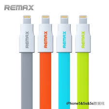 สายชาร์จไอโฟน 5/5s/5C สีเทา ยี่ห้อ Remax สายแบนยาว 90cm.
