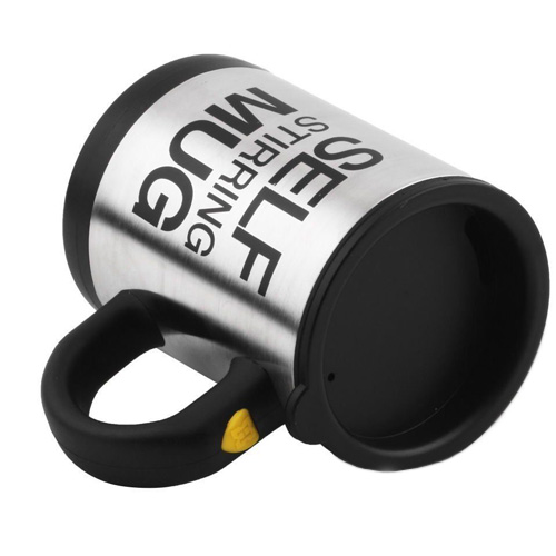 Self Stirring Mug ถ้วยชงกาแฟออโต้ 400ml สีเงิน ผลิตจากสแตนเลสและพลาสติกทนต่อความร้อน