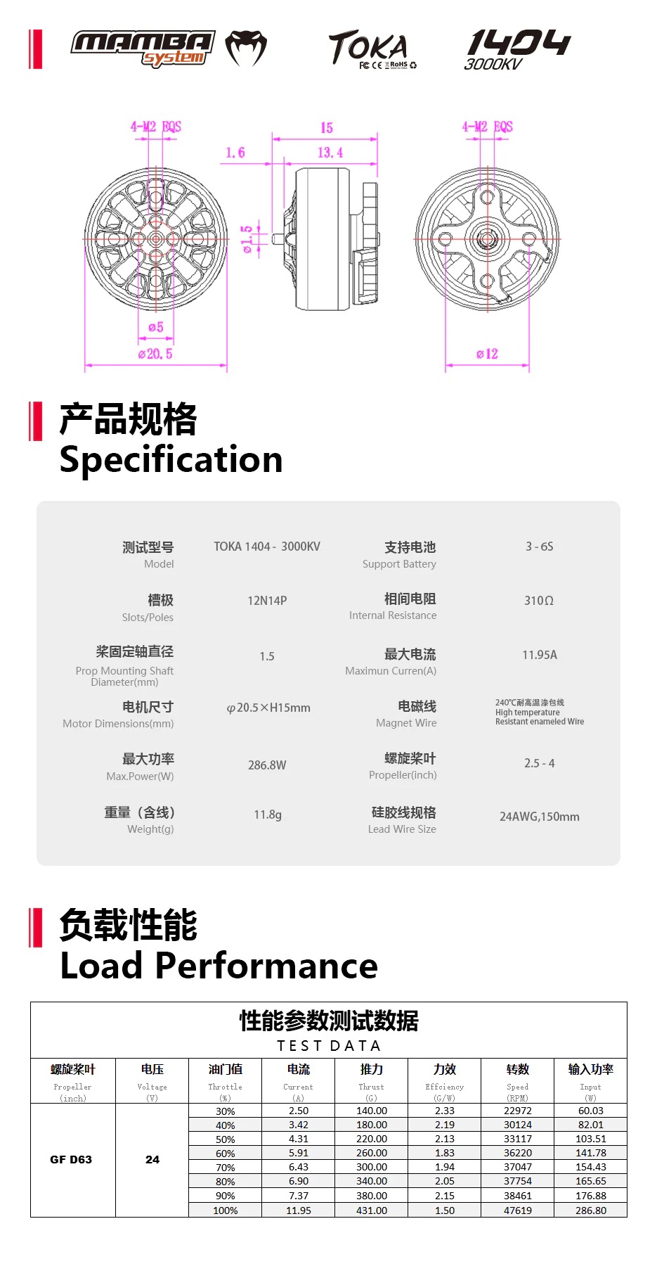 Diatone MAMBA TOKA 1404 4000KV 3-4S