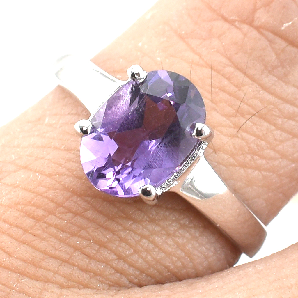 SKJewelryFactory แหวนแอมิทิสต์ แหวนชูยอด สไตล์แหวนเม็ดเดี่ยว ER02127-AMT