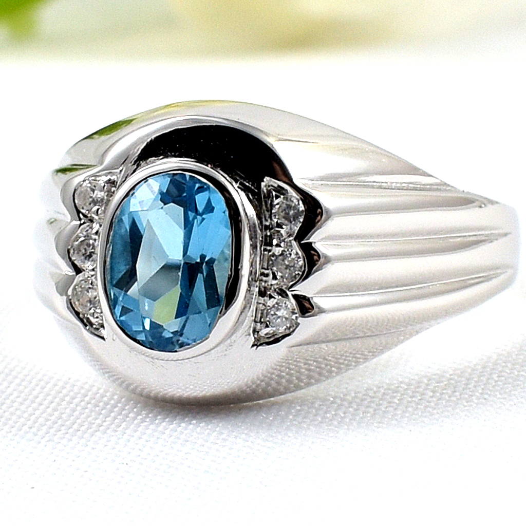 SKJewelryFactory แหวนสวิสบลูโทปาซแท้ MR00599-SBT