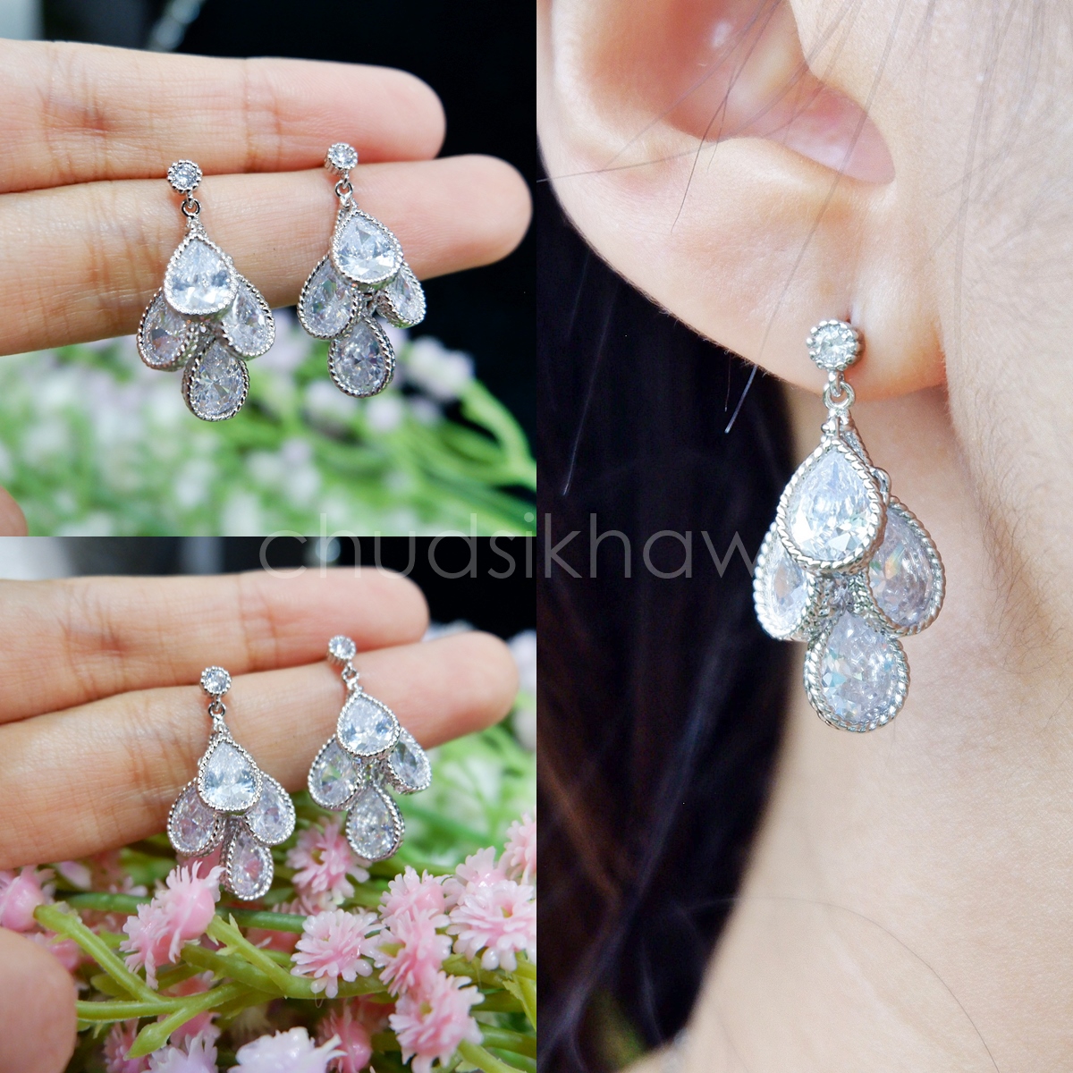 รวมแบบต่างหู รูปอัพเดทล่าสุด (ต่างหูแบบเจาะหู ก้านทำจากเงิน หรือ ชุบเงิน เพชร cz)