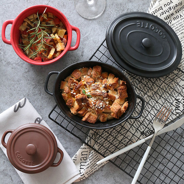 Pre-Order ชามเซรามิคพร้อมฝาครอบ Cocotte มี 3 ขนาด 3 สี