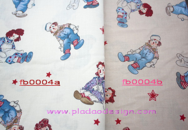 ผ้า Cotton พิมพ์ลาย สำหรับทำงานฝีมือ หรือบุชิ้นงาน - ลาย Raggedy Ann & Andy