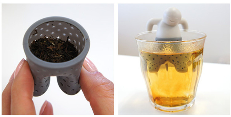 ที่กรองชา ซิลิโคน infuser ลายชายชุดเทา
