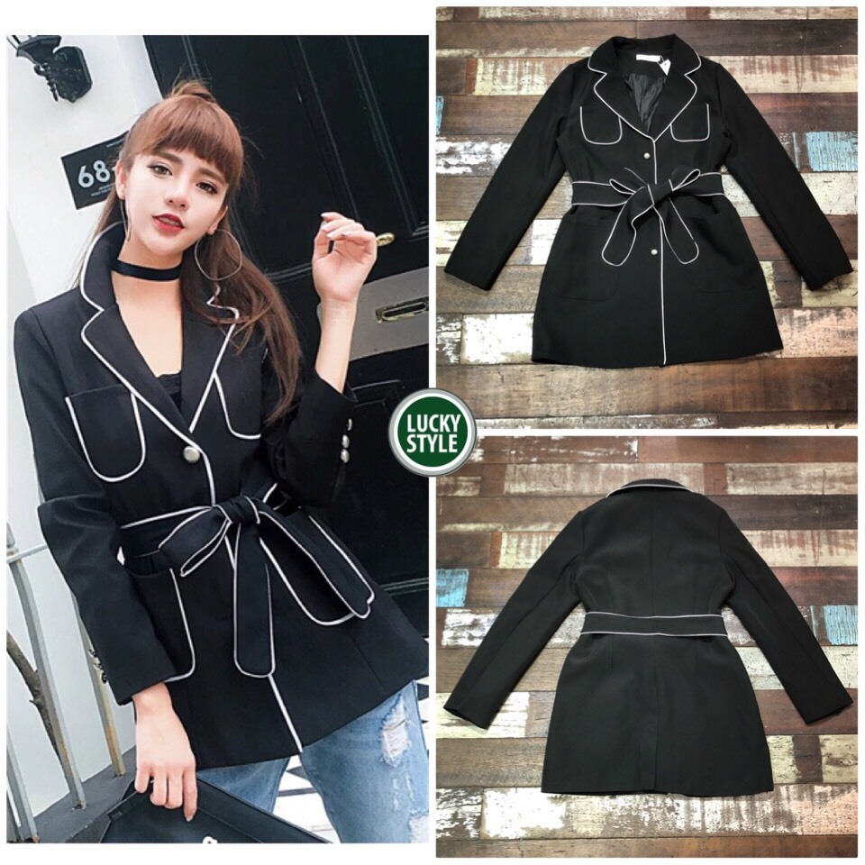 เสื้อผ้าเกาหลี พร้อมส่ง เสื้อJacketสูทแขนยาว