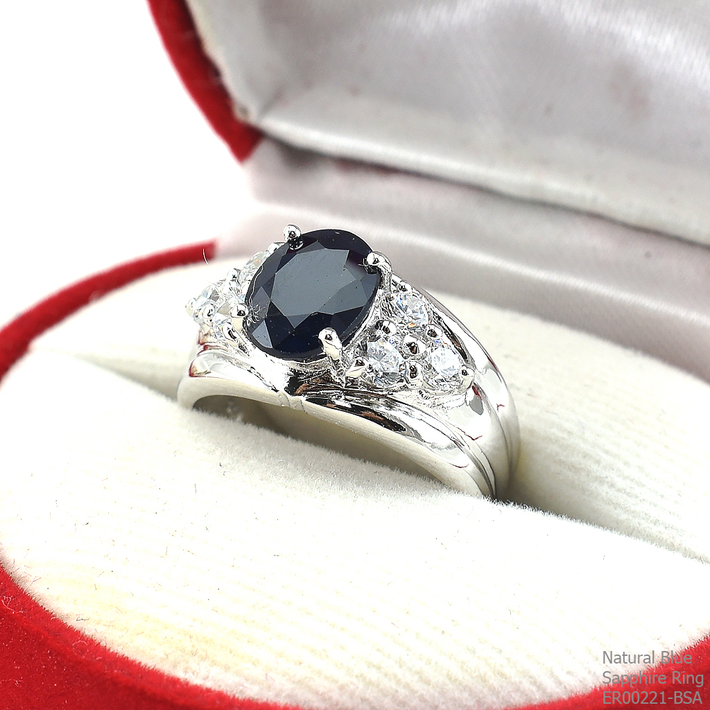SKJewelryFactory แหวนเงินไพลินแท้ พลอยไพลิน 2.25 กะรัต ER00221-BSA
