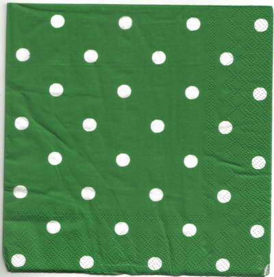 แนวภาพ Cath Kidston Polka Dot ลายจุด พื้นเขียวแก่วินเทจ เป็นภาพกระจายเต็มแผ่น กระดาษแนพกิ้นสำหรับทำงาน เดคูพาจ Decoupage Paper Napkins ขนาด 33X33cm