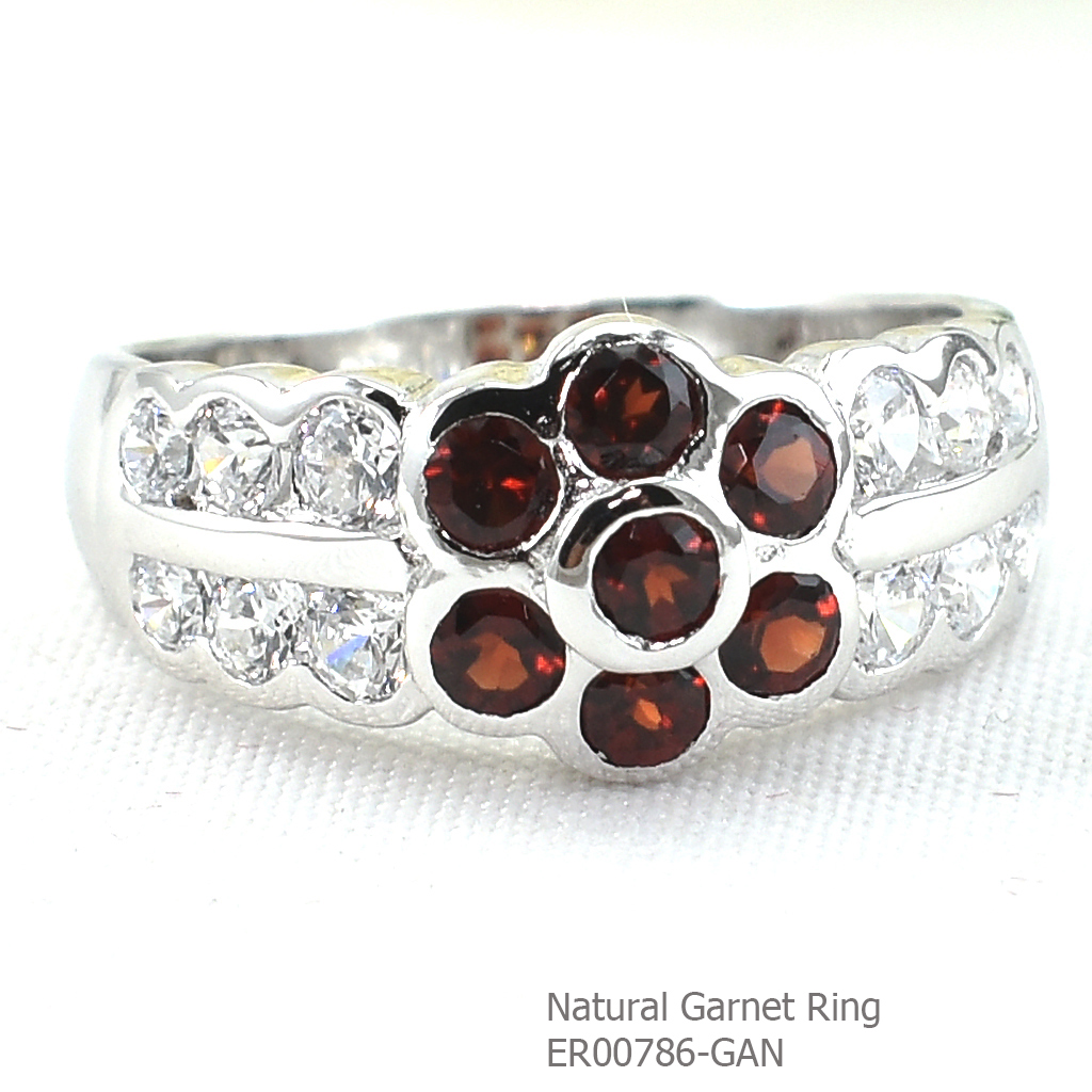 SKJewelryFactory แหวนดอกไม้ พลอยโกเมนแท้ แหวนพลอยโกเมนแท้ ER00786-GAN