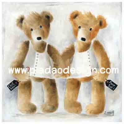 กระดาษเดคูพาจพิมพ์ลาย สำหรับทำงาน เดคูพาจ Decoupage งานฝีมือ งาน Handmade แนวภาพ 2 หมี เท็ดดี้ แบร์ teddy bear ตัวน้อยเล่นเสร็จแล้วเปลี่ยนชุดนอน เตรียมเข้านอน (pladao design)