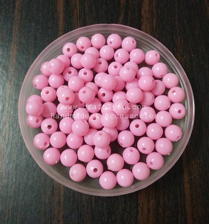 ลูกปัดกลม 8 มิล.สีชมพู (แพค 20 กรัม)