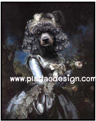 กระดาษเดคูพาจพิมพ์ลาย สำหรับทำงาน เดคูพาจ Decoupage งานฝีมือ งาน Handmade แนวภาพ น้องหมาพุดเดิ้ลน้อยกลอยใจในชุดราตรี ถือดอกกุหลาบ (ปลาดาว ดีไซน์)