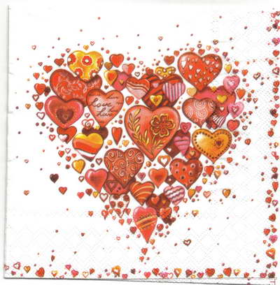 แนวภาพ Valentine หัวใจ ชอคโกแล๊ต เป็นภาพบล็อค 4 กระดาษแนพกิ้นสำหรับทำงาน เดคูพาจ Decoupage Paper Napkins ขนาด 33X33cm