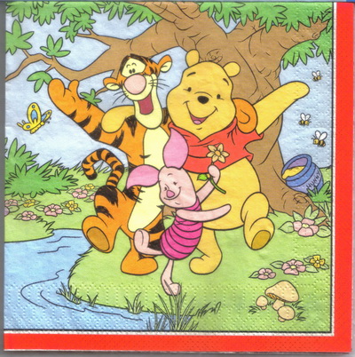 แนวภาพการ์ตูน Winnie the Pooh วินนี่เดอะพู Disney กระดาษแนพกิ้นสำหรับทำงาน เดคูพาจ Decoupage Paper Napkins ขนาด 33X33cm