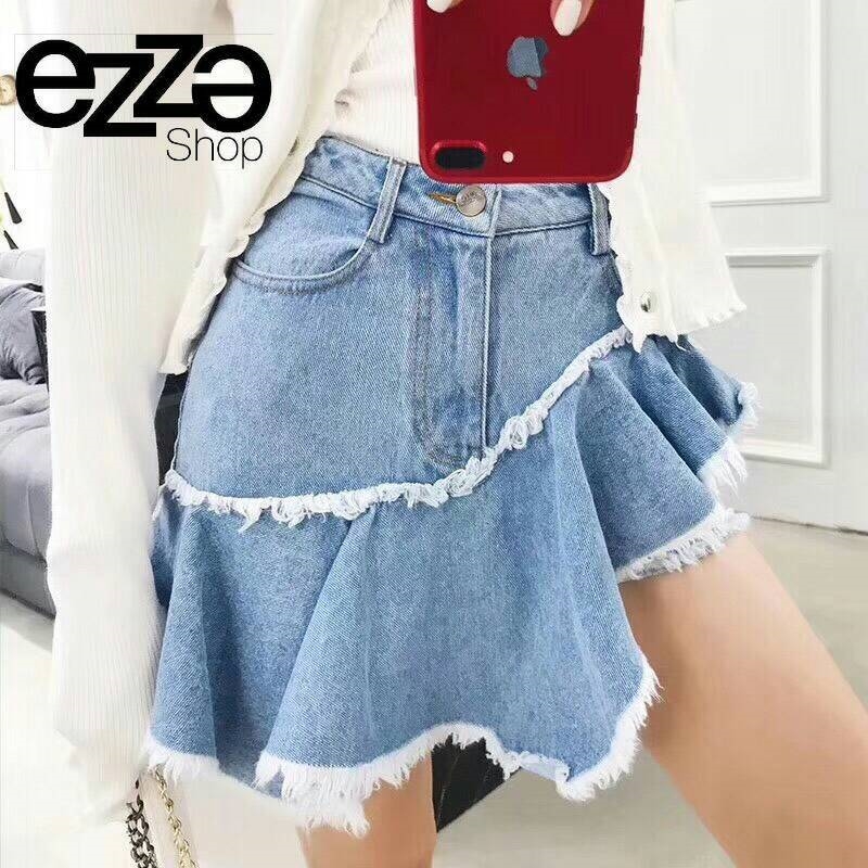 พร้อมส่ง กางเกง กระโปรง ผ้ายีนส์ฟอก