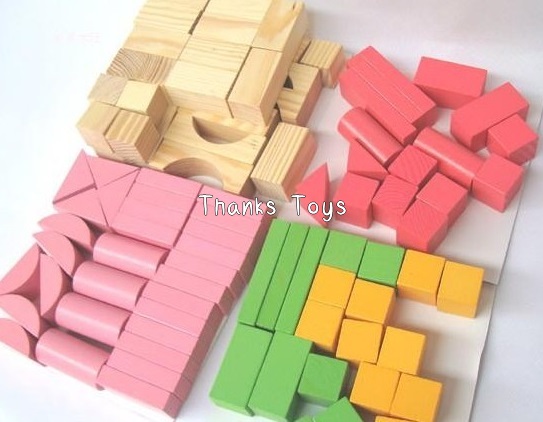 บล็อกไม้ ELC 100 ชิ้น สีชมพู