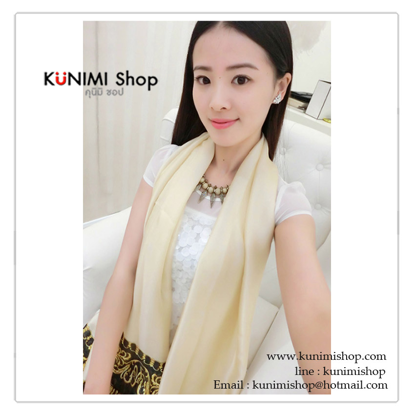 PR046-C ผ้าพันคอแฟชั่น ผ้าซาติน พิมพ์ลายสวย ขนาด ยาว 180 กว้าง 90 cm.
