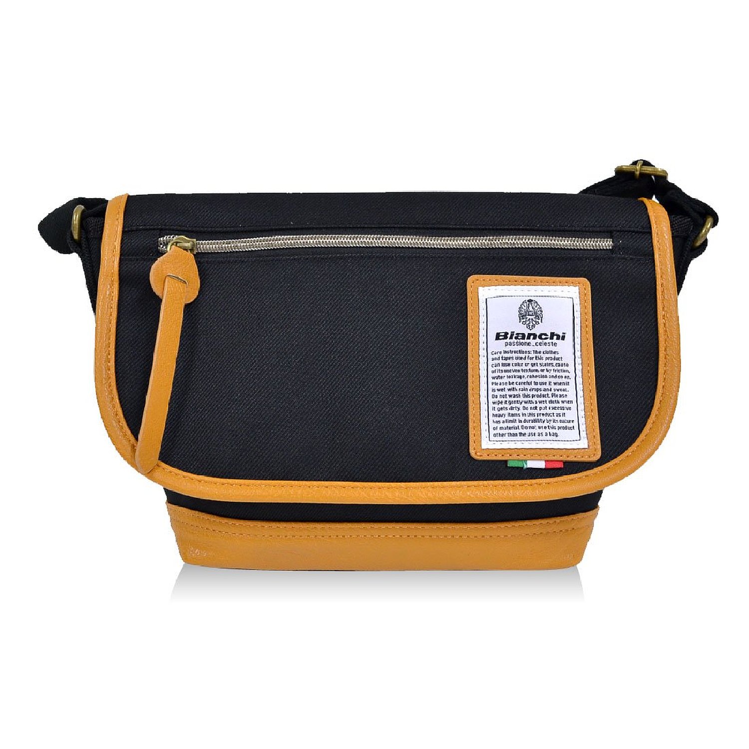 Bianchi - LBT35 : A3 Messenger Black (สีดำ/ ขอบหนังสีน้ำตาล)