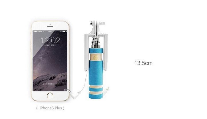 ไม้เซลฟี่พร้อมปุ่มกดถ่ายในตัวขนาดพกพา สีส้ม