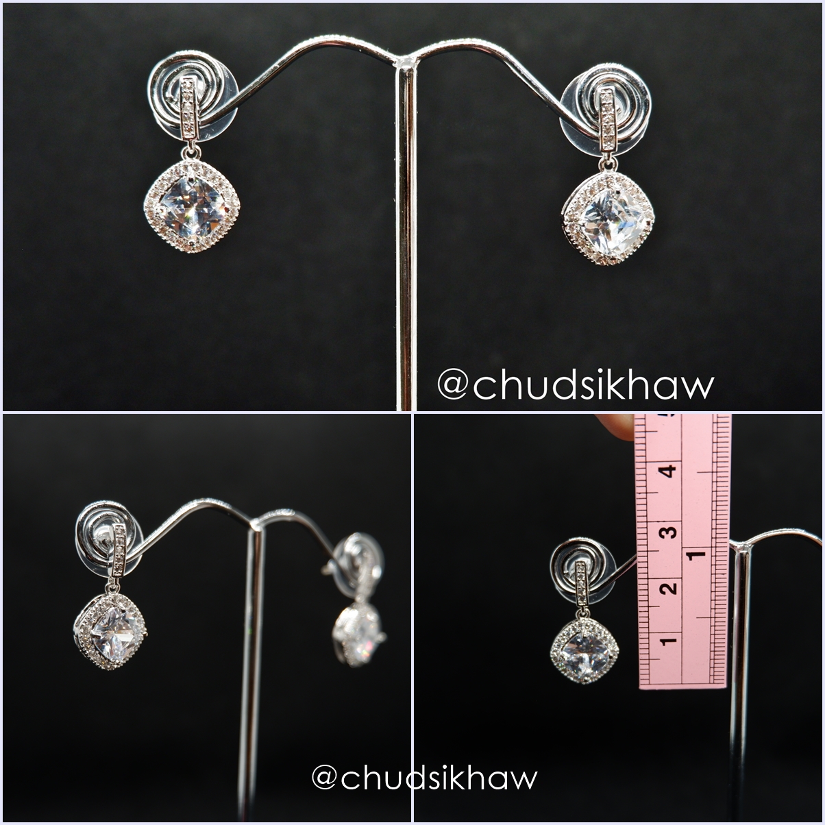 ต่างหูหลายแบบน่ารัก เล่นไฟ มุกแวววาว สวย ราคา 190 - 350 บาท