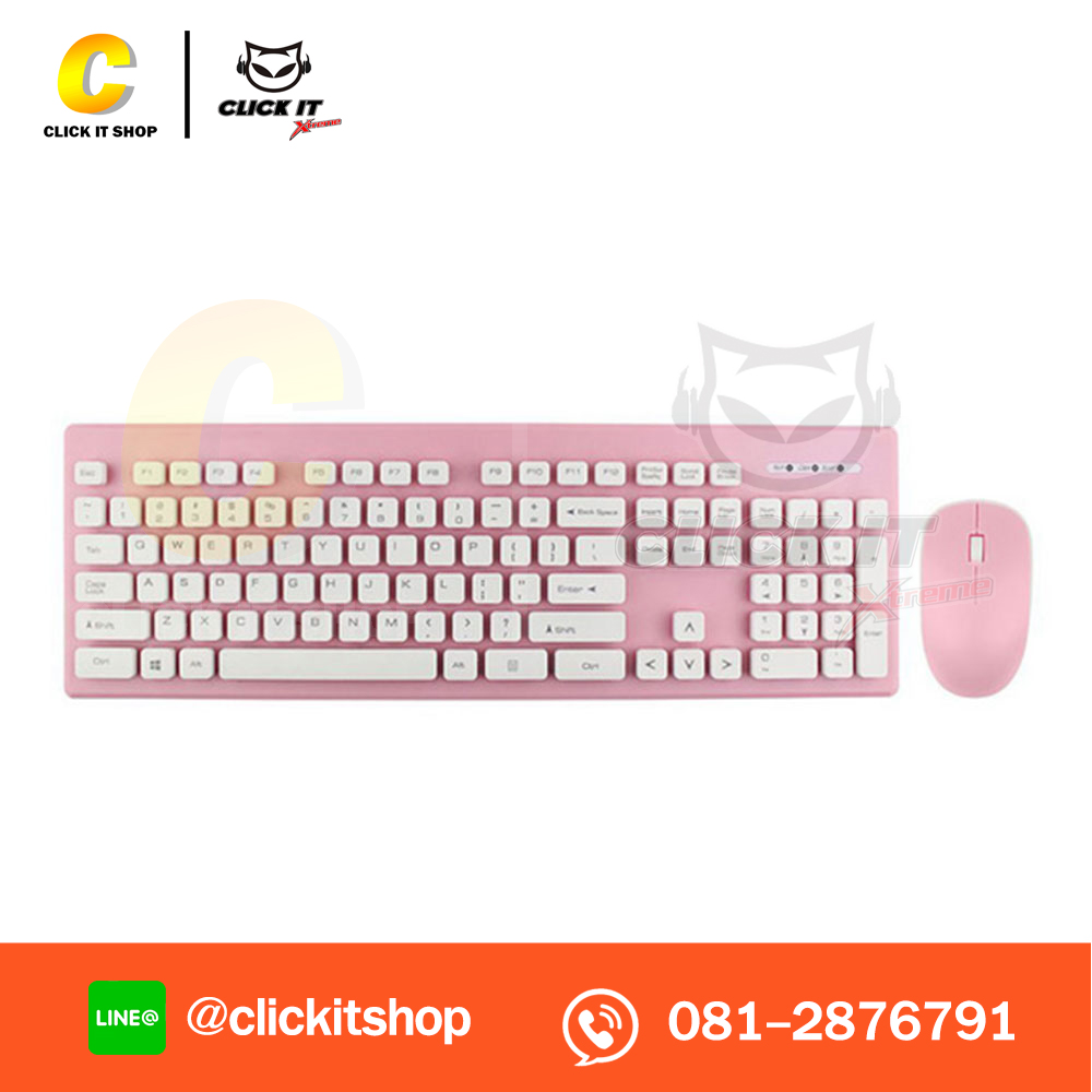 KEYBOARD (คีย์บอร์ดไร้สาย) WIRELESS MICROPACK KM-232 - PINK
