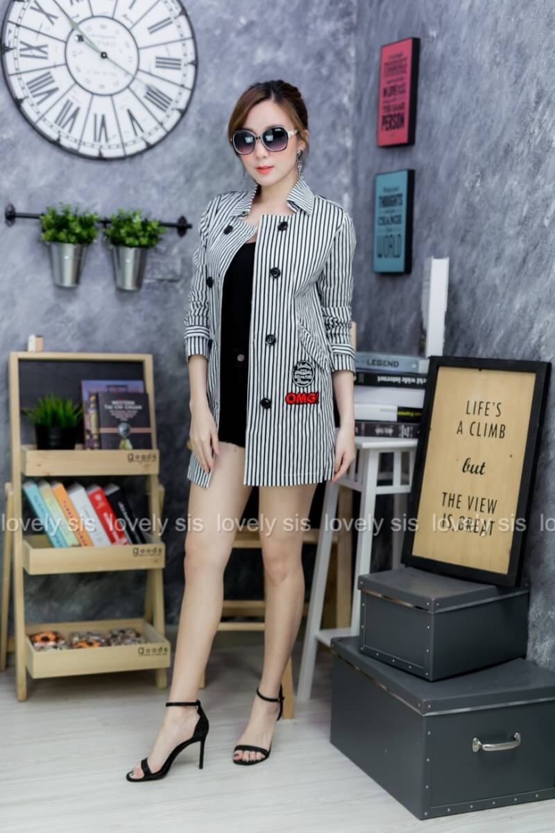 เดรสเกาหลี พร้อมส่ง เดรสโค้ช เชิ้ตแขนยาว