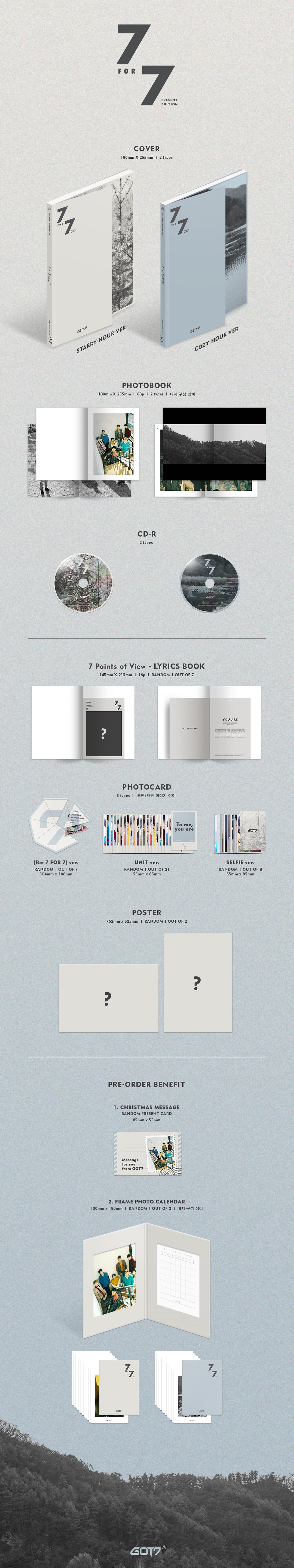 [Pre] GOT7 : Album - 7 for 7 PRESENT EDITION (Random Ver.) +Poster