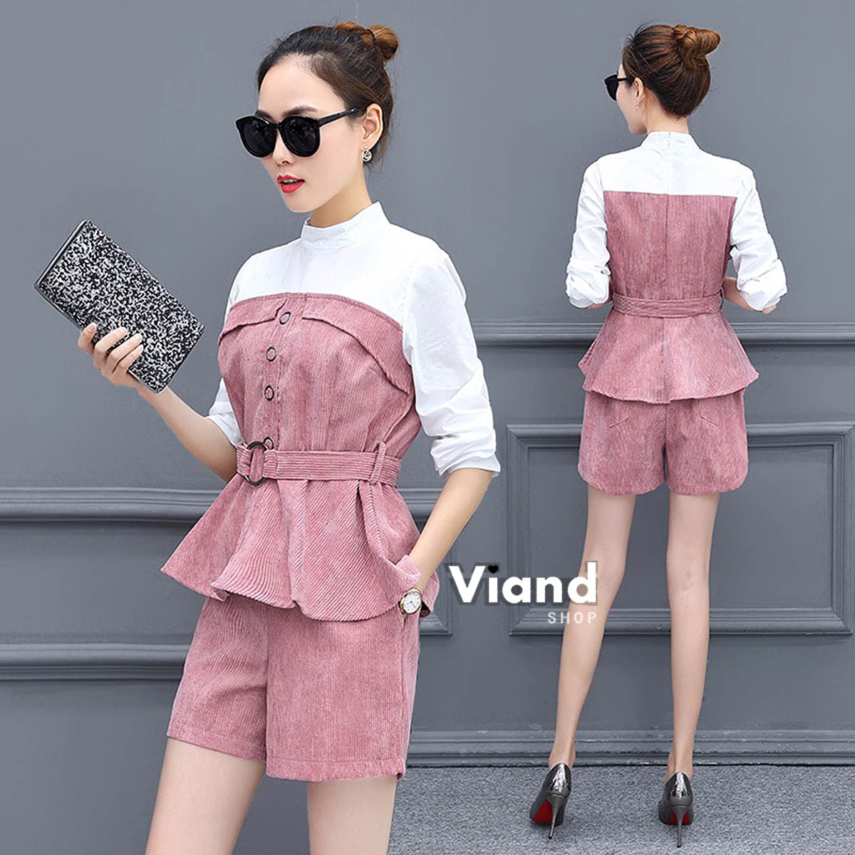 เสื้อผ้าแฟชั่น พร้อมส่ง เสื้อผ้าฝ้ายเย็บต่อผ้าลูกฟูก