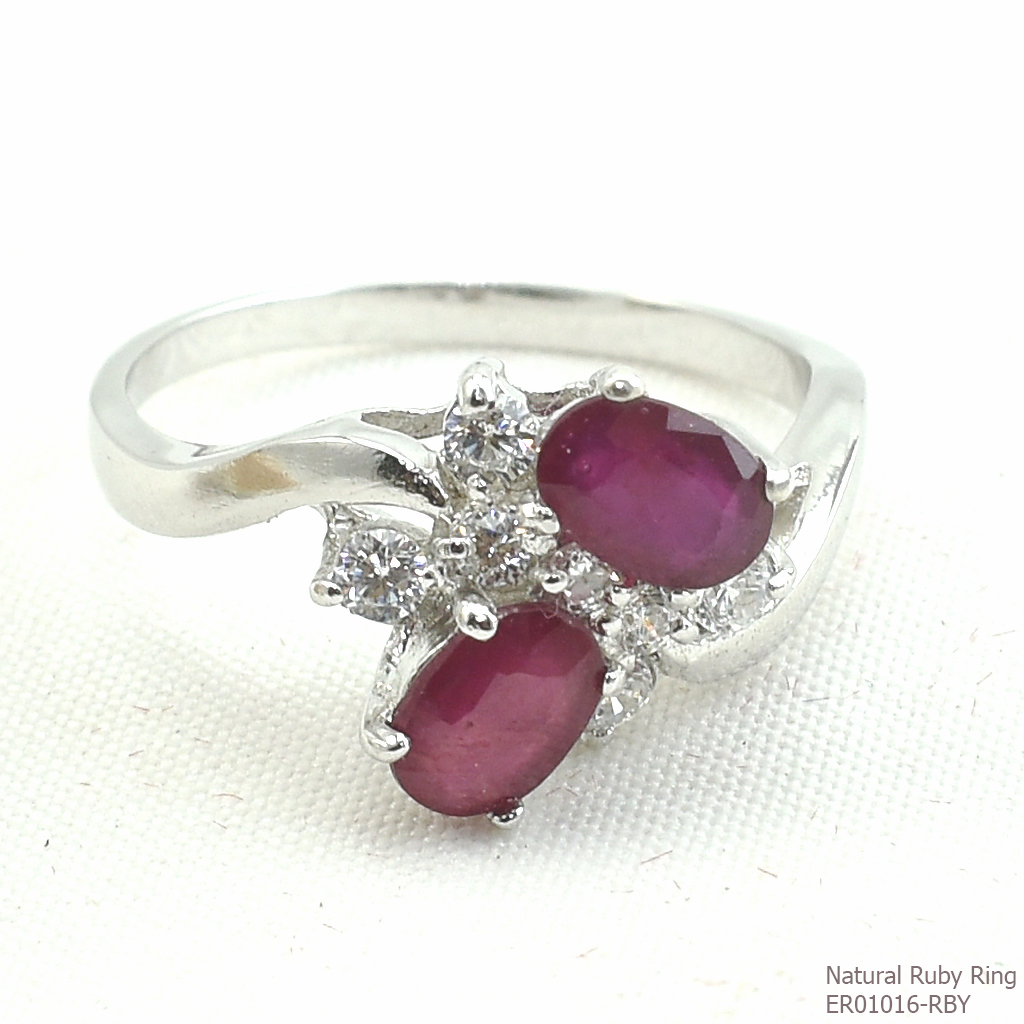 SKJewelryfactory แหวนพลอยทับทิมแท้ แหวนทับทิมคู่ ER01016-RBY