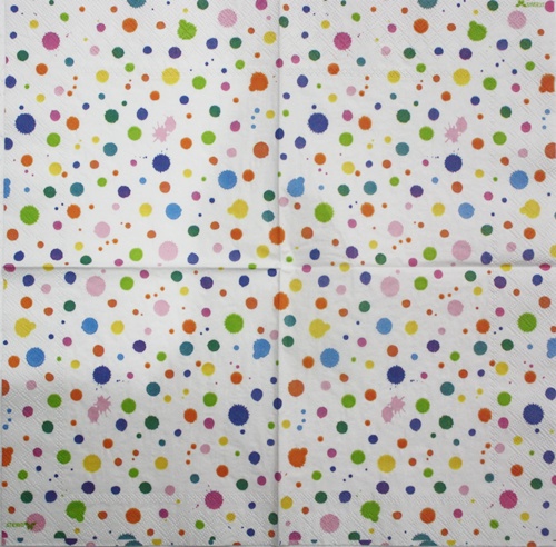 แนวภาพลายแต่ง Color Dot จุดสี หลากสี เป็นภาพเต็มแผ่น กระดาษแนพกิ้นสำหรับทำงาน เดคูพาจ Decoupage Paper Napkins ขนาด 33X33cm