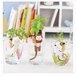 พร้อมส่ง ชุดปลูกต้นไม้ดูดน้ำอัตโนมัติ ขนาดจิ๋ว leyousp แบบเกี่ยวข้าง Self Watering สัตว์น่ารัก มี 6 ลาย